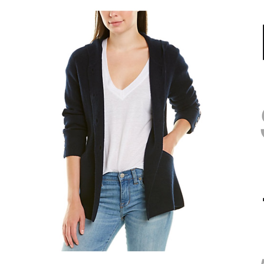 Raffi Navy Cashmere Cardigan Sweater Lightweight Knit